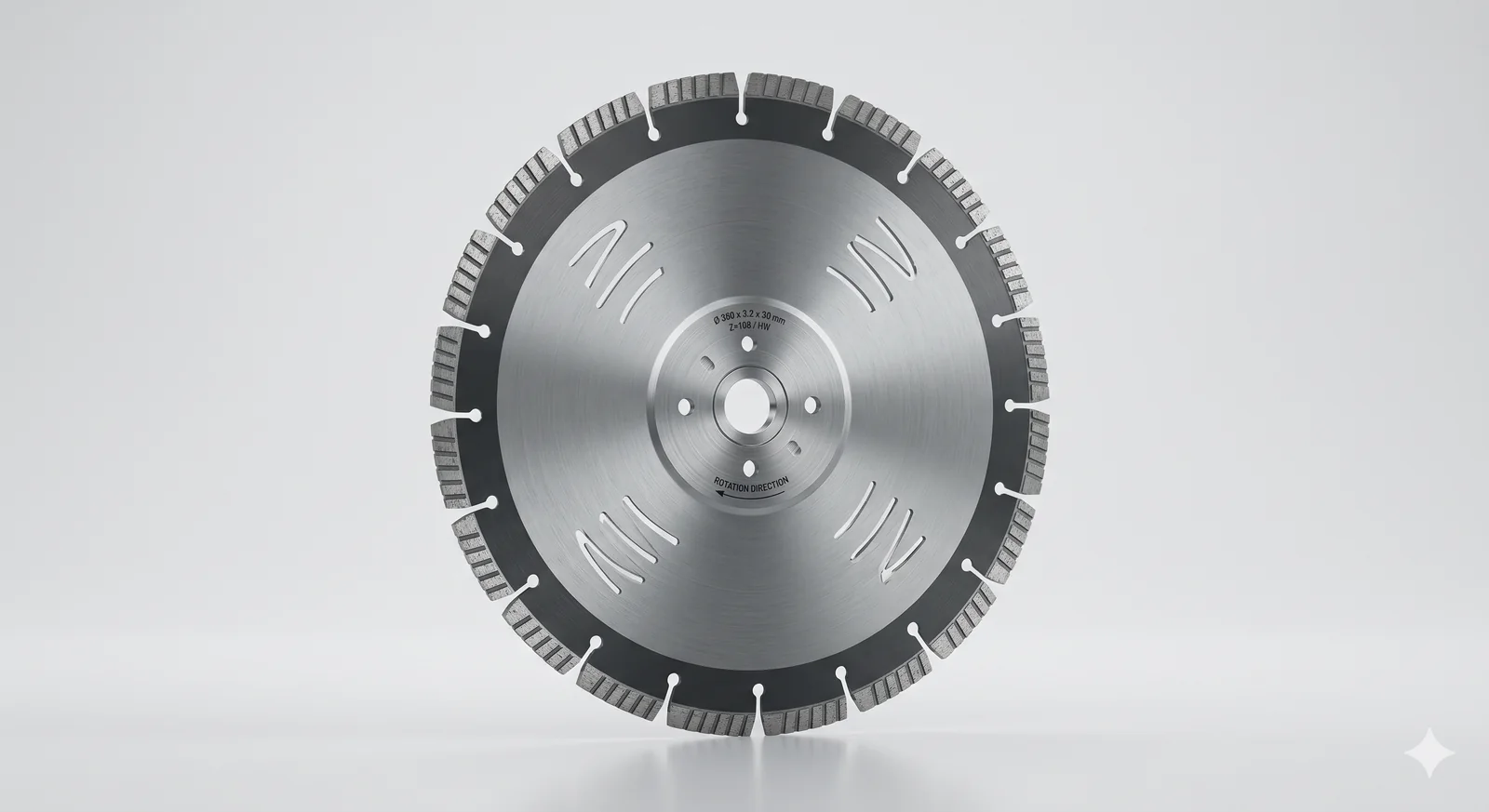 Cold saw blade with brushed metal body and carbide teeth for mild steel cutting