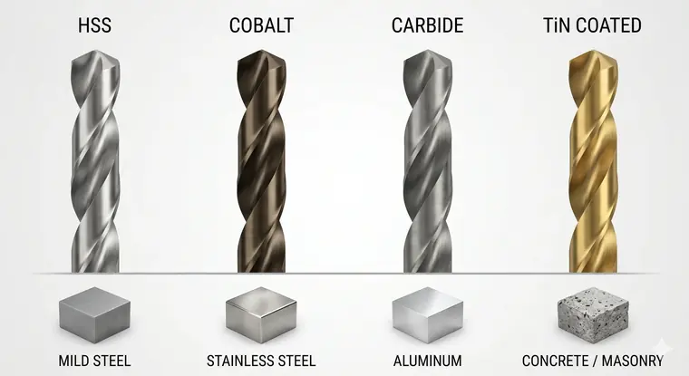 Industrial drill bit material selection guide for HSS cobalt carbide and coated drill bits