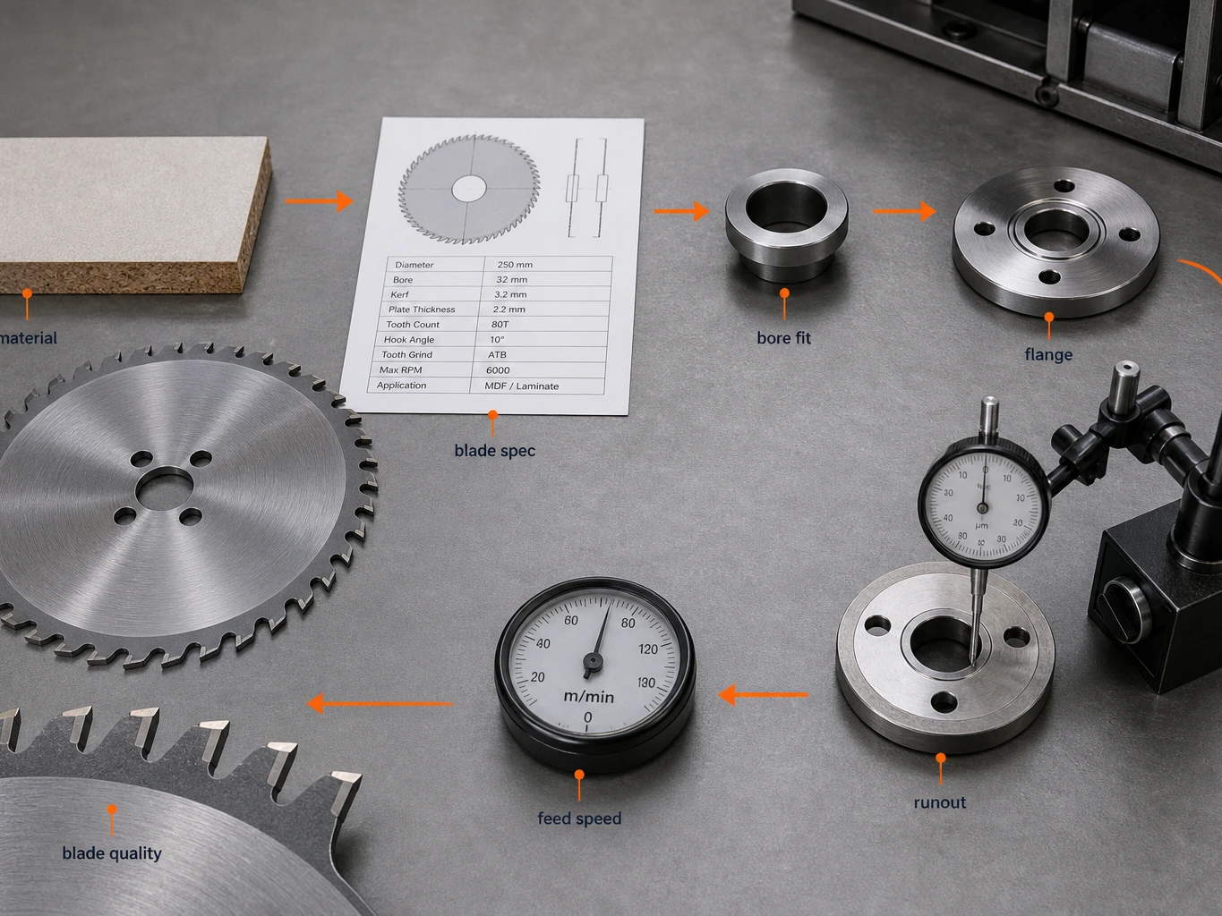 Troubleshooting flowchart for a new saw blade that cuts poorly
