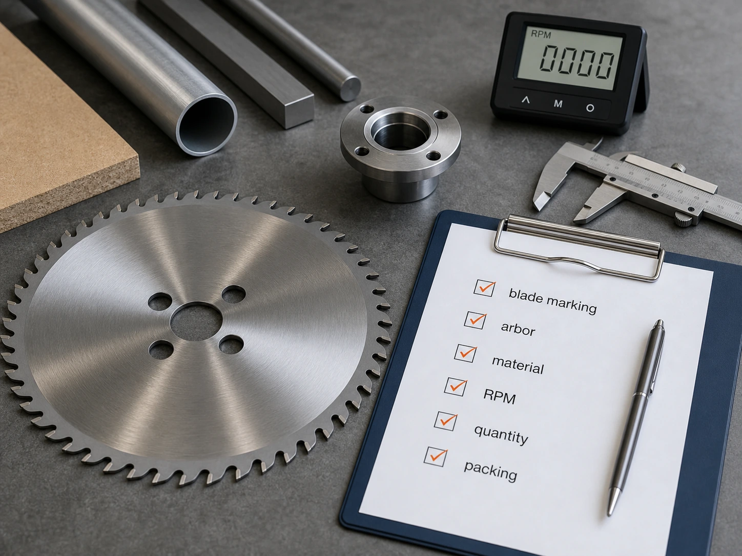 Saw blade buyer quotation checklist with blade marking machine material RPM and quantity