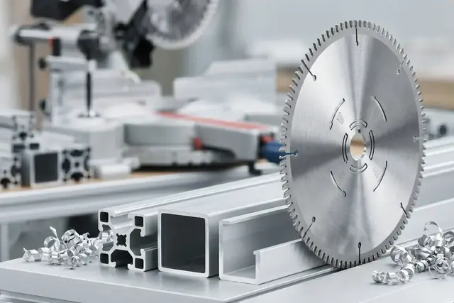 Aluminum profile cutting application with TCT circular saw blade for non-ferrous metal and extrusion cutting