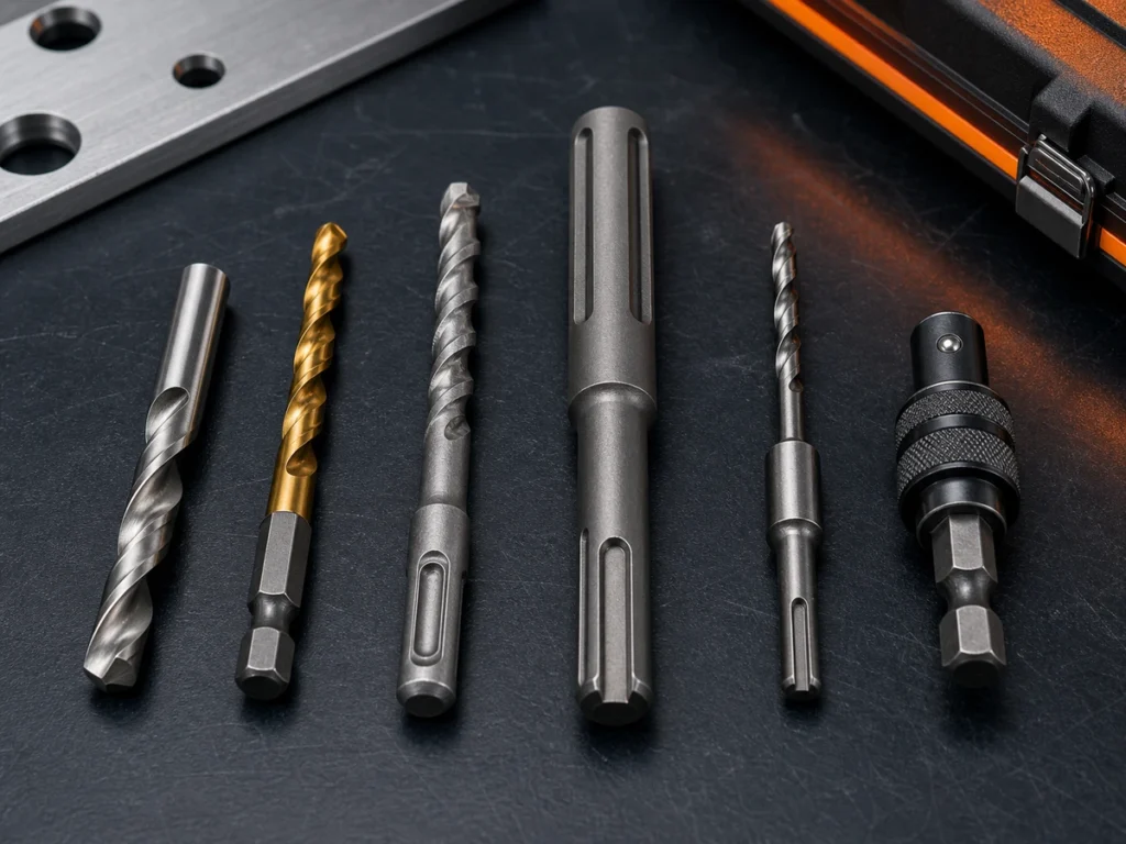 Drill bit shank types round hex SDS plus SDS max and reduced shank