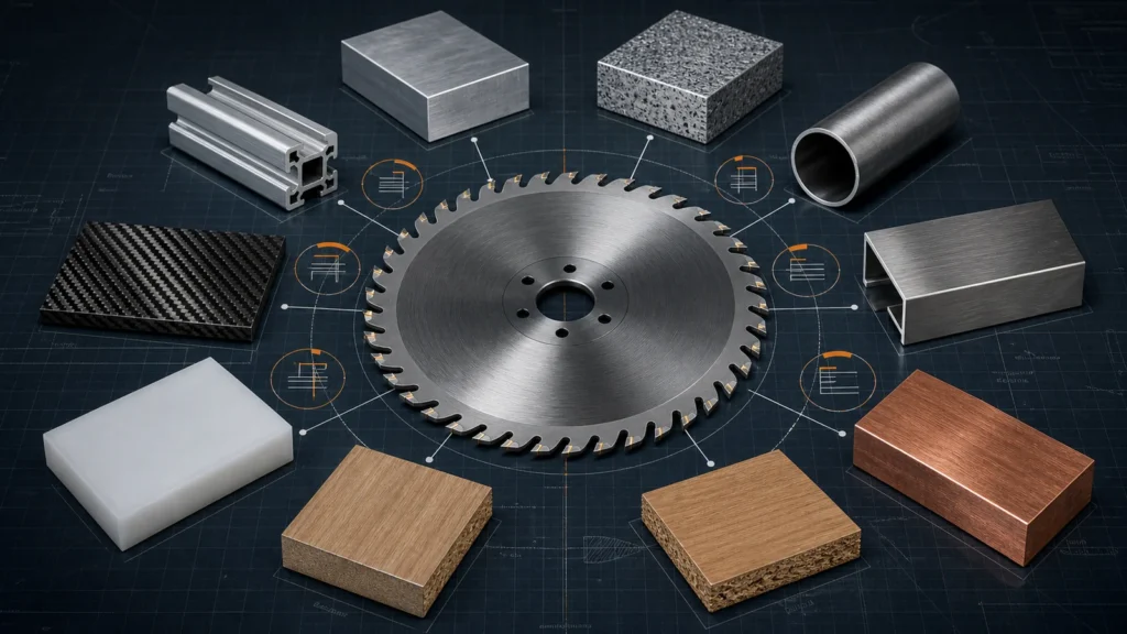 Saw Blade for Different Materials: Aluminum, Steel, Stainless Steel, Copper, Wood, Plastics and Composites