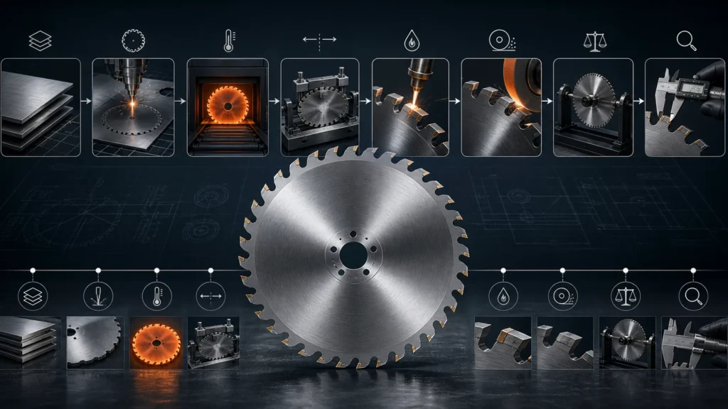 Saw Blade Manufacturing Process Guide: From Steel Plate to Finished Cutting Tool