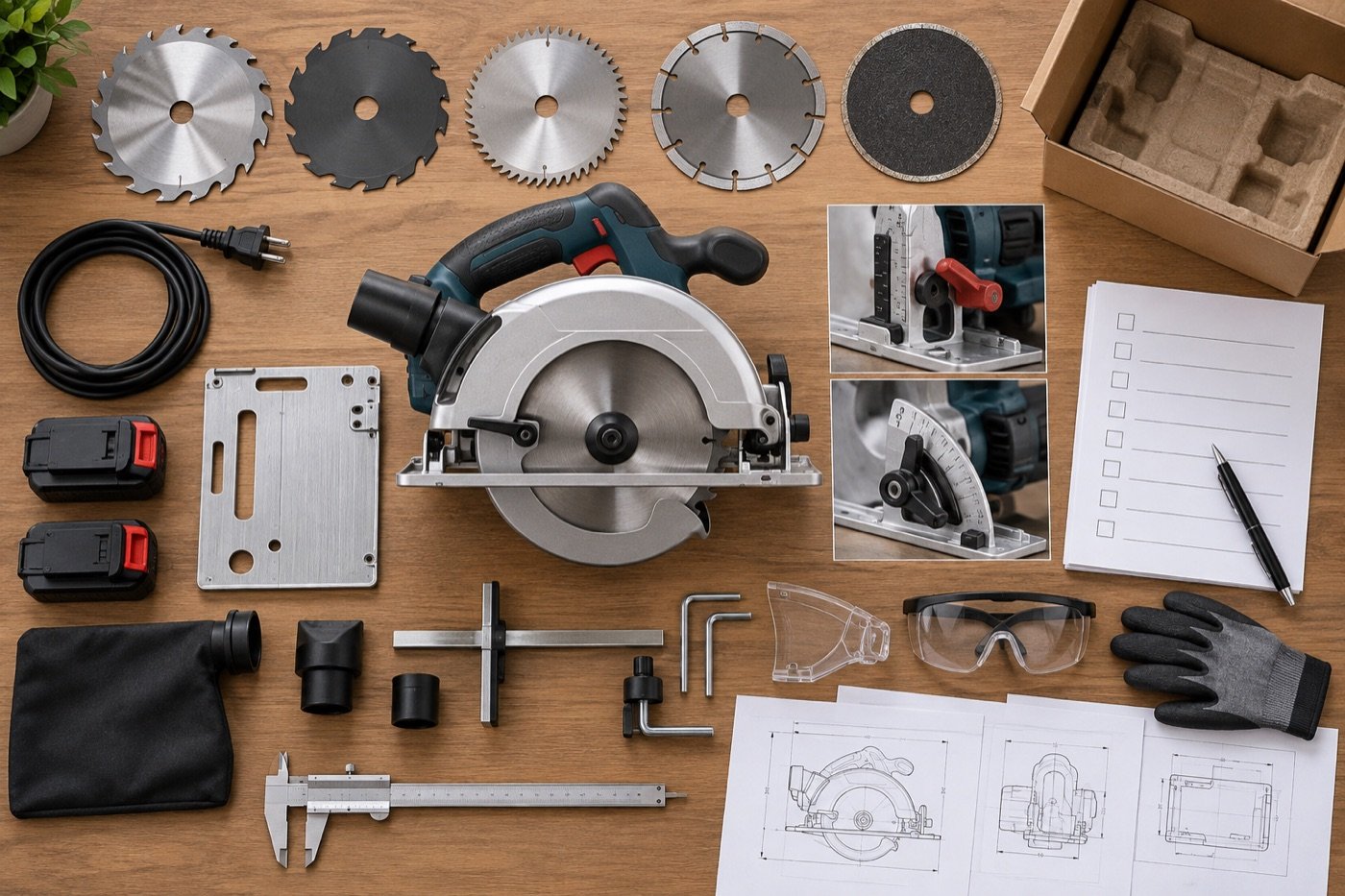 Circular saw specification components arranged for an OEM request for quotation